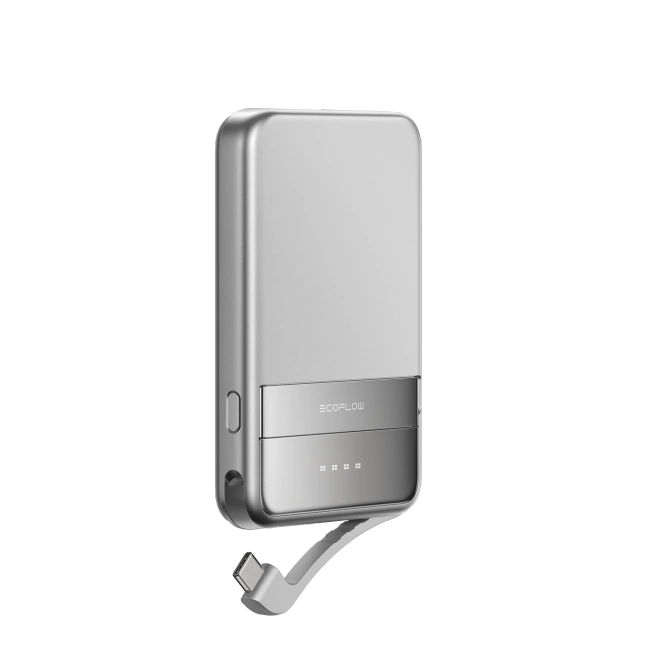 Srebrny Powerbank Magnetyczny Qi2 EcoFlow Rapid 5000 mAh