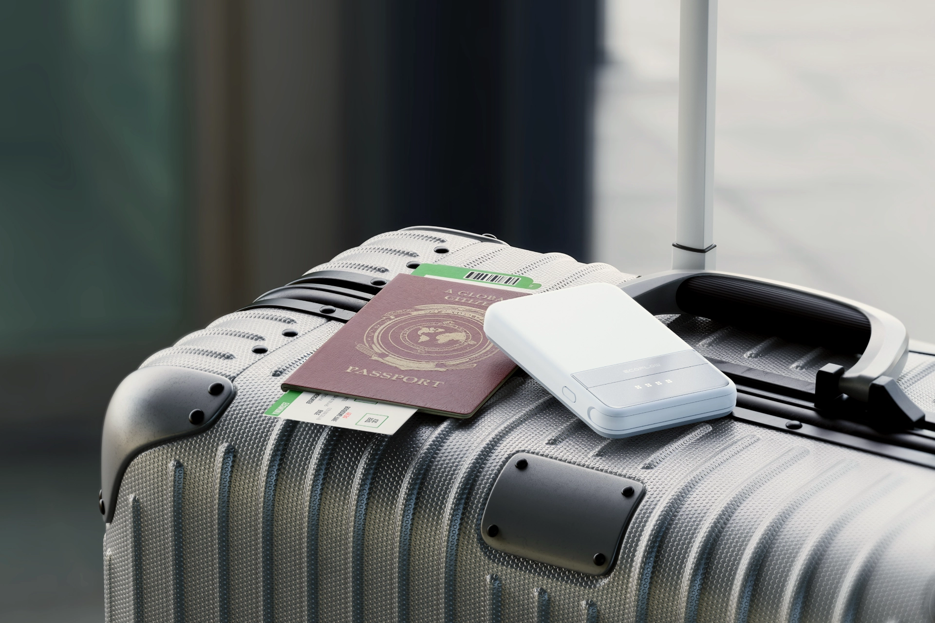 Biały powerbank magnetyczny Qi2 EcoFlow Rapid 5000 mAh w walizce