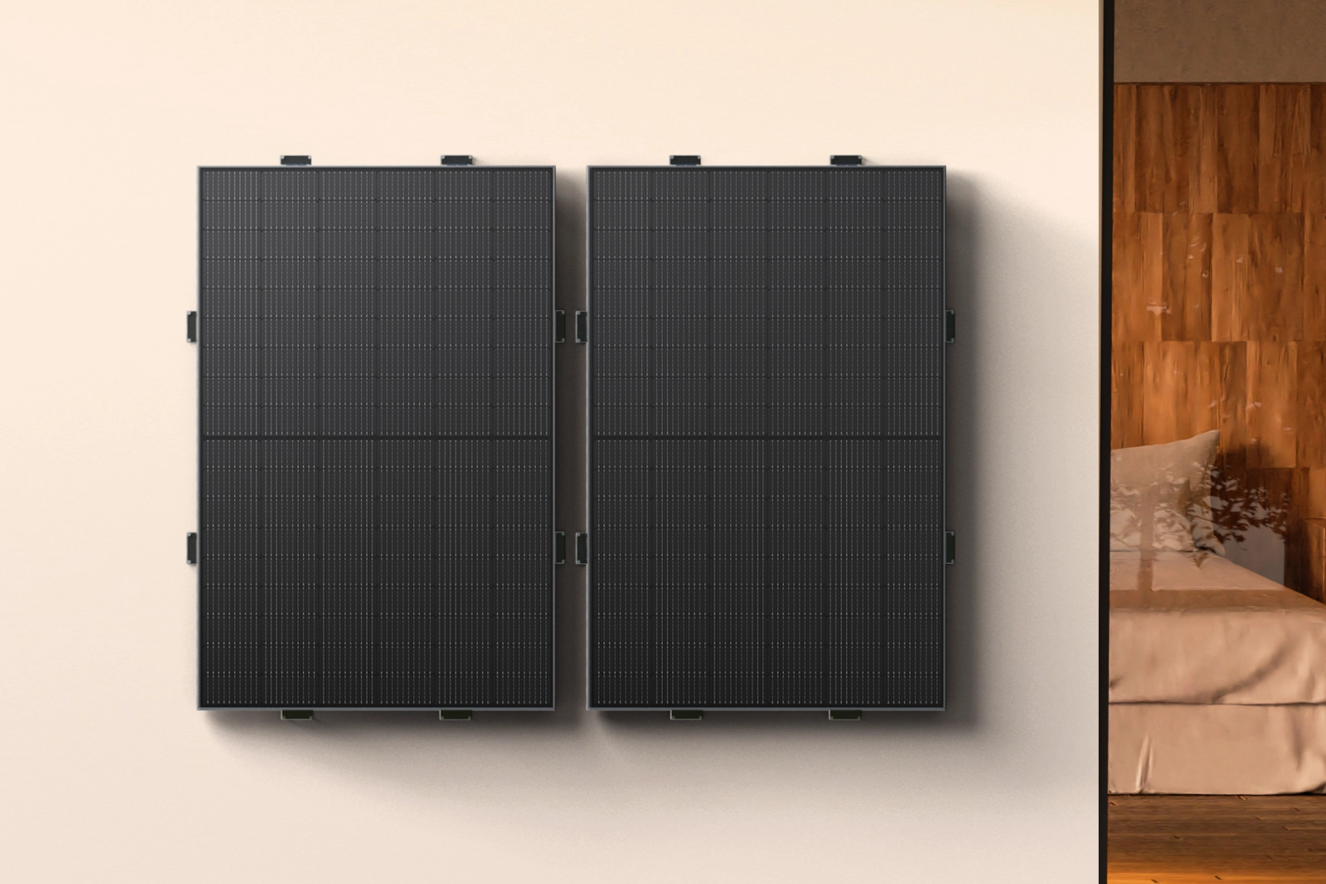 Sztywne panele fotowoltaiczne EcoFlow 400W na elewacji budynku