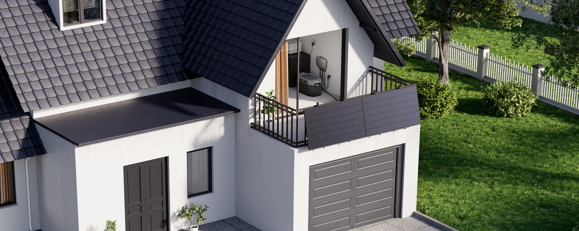 Sztywne panele fotowoltaiczne EcoFlow 520W na balkonie