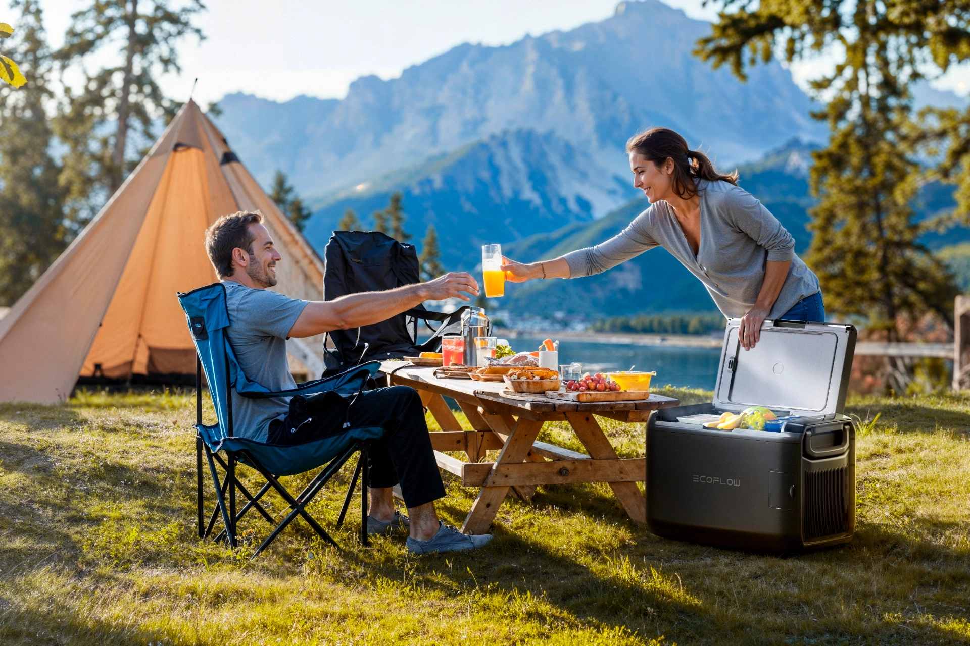 Lodówka kompresorowa EcoFlow Glacier Classic 45L na kempingu