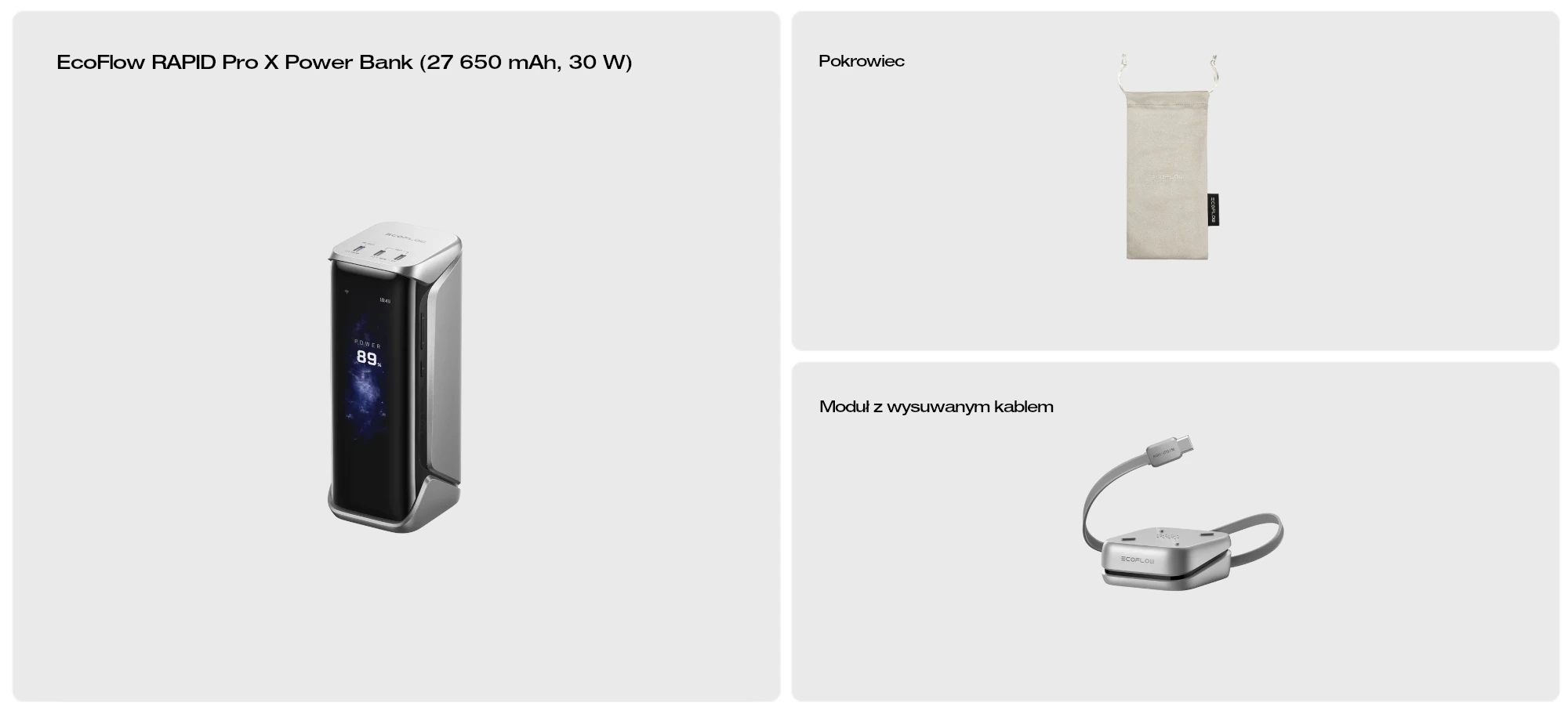 EcoFlow Powerbank Rapid PRO X zawartość zestawu