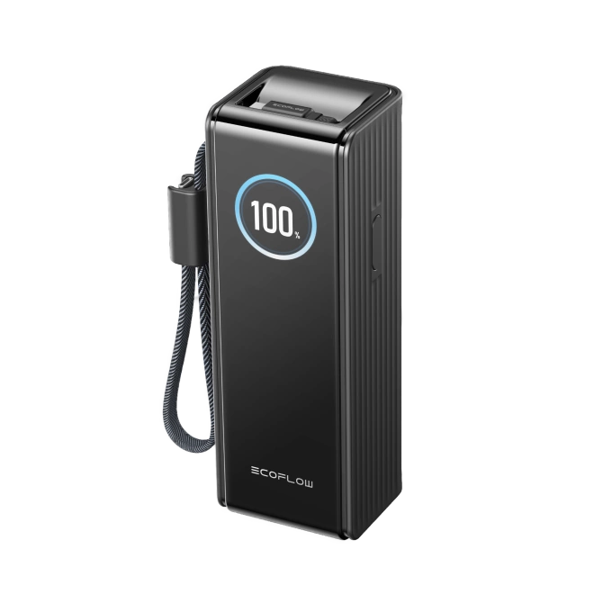 Czarny Powerbank EcoFlow Rapid 25000 mAh z wyciąganym przewodem USB-C